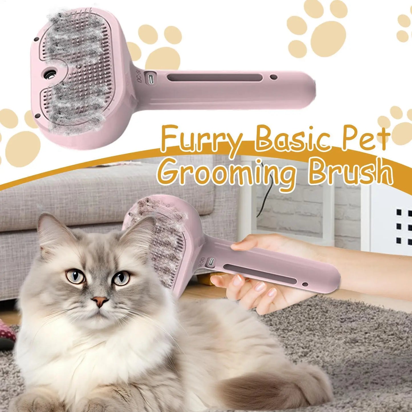 Professional Pet Grooming Spray Comb – Steam Hair Remover Brush for Cats & Dogs with Dematting & Self Cleaning