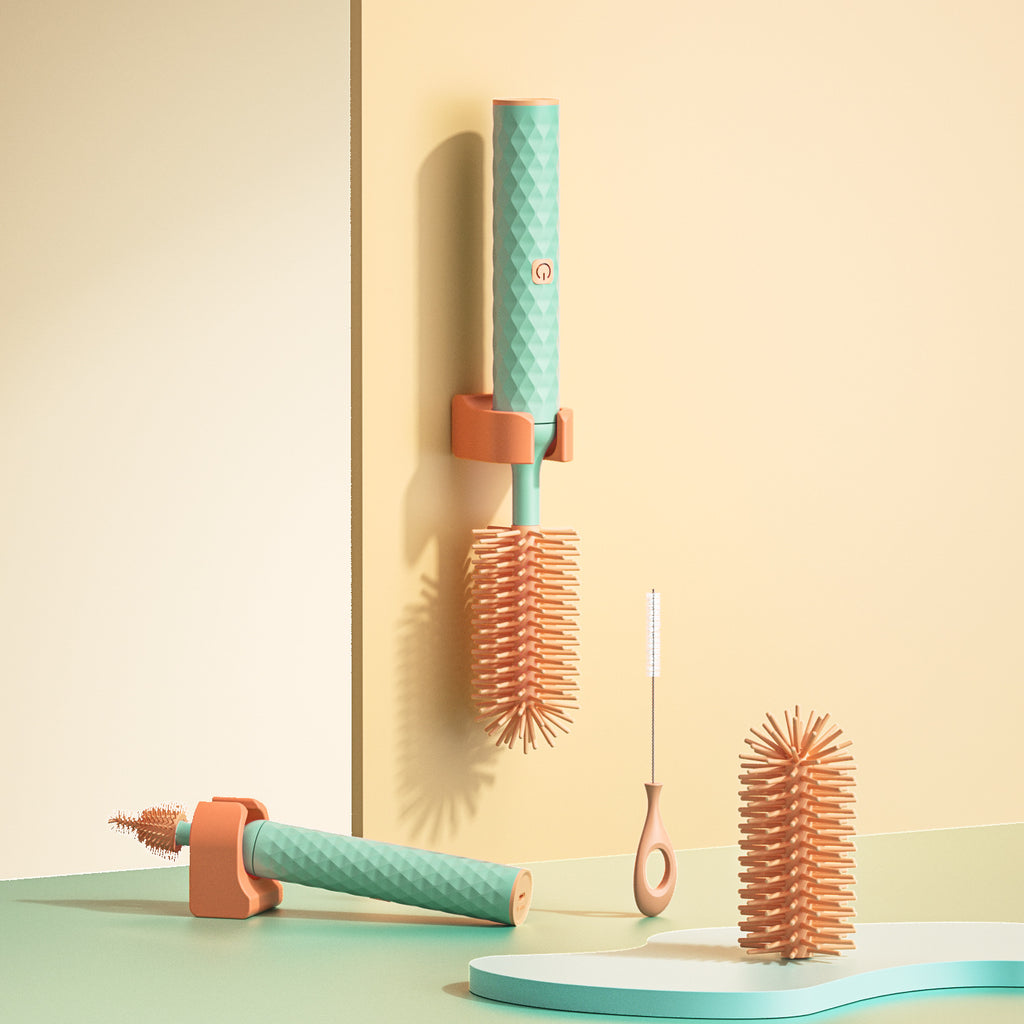 Electric Silicone Bottle Cleaning Brush – 360° Rotating Baby Bottle ...